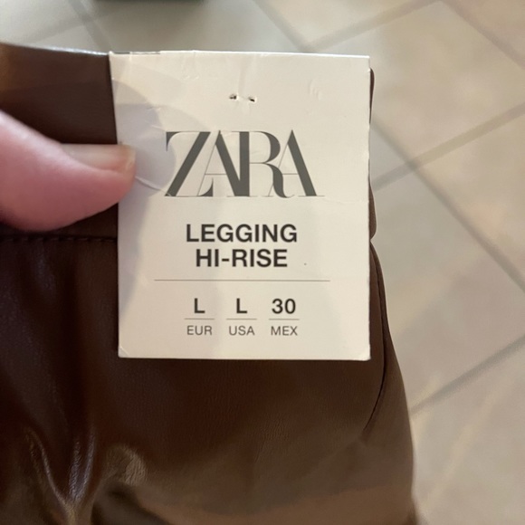 ZARA high waisted faux leather leggings L - Picture 7 of 8